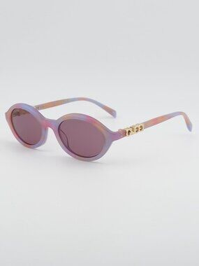 Gucci GG2153S 005 Women Sunglasses Pink Havana Oval Frame, Violet Lenses